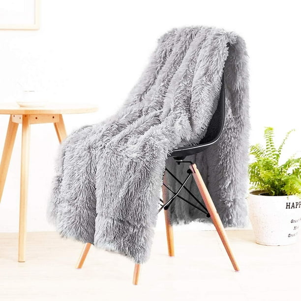 Plush Fuzzy Bed Throw Decorative Washable Cozy Sherpa Fluffy Blankets for Couch Chair Sofa Black 50 x 60 LOCHAS Super Soft Shaggy Faux Fur Blanket 